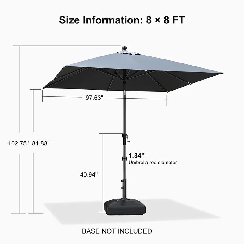 PURPLE LEAF Crank and Tilt Table Umbrella Outdoor Patio Market Umbrella with Visible Hand Crank System