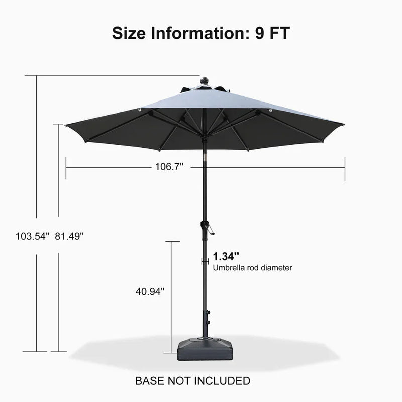 PURPLE LEAF Crank and Tilt Table Umbrella Outdoor Patio Market Umbrella with Visible Hand Crank System