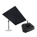 PURPLE LEAF Lateral Tilt Patio Umbrella with Base, 360° Swivel Cantilever Umbrella with Stand