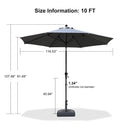 PURPLE LEAF Round Tilting Patio Umbrella with Base, Milan Porch Table Umbrella