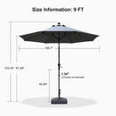 PURPLE LEAF Crank and Tilt Rectangular Outdoor Patio Market Umbrella with Base