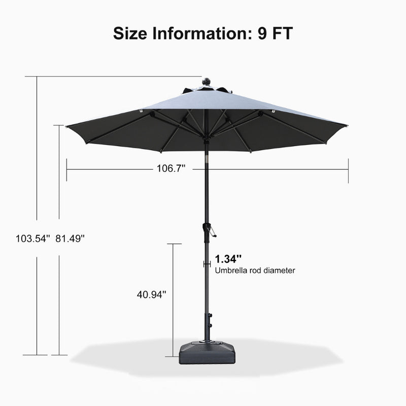 PURPLE LEAF Crank and Tilt Rectangular Outdoor Patio Market Umbrella with Base
