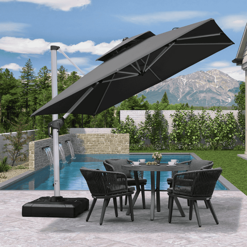 PURPLE LEAF Best Square Cantilever Pool Umbrella Outdoor Patio Sun Porch Umbrella