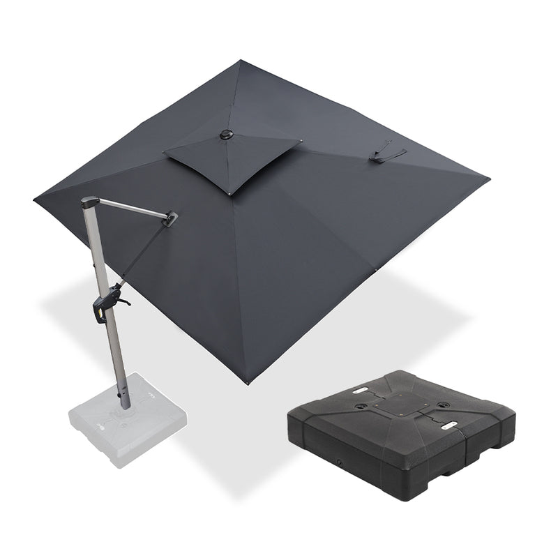 PURPLE LEAF Rectangular Large Outdoor Cantilever Umbrella With Base for Garden, Pool