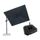 PURPLE LEAF Lateral Tilt Patio Umbrella with Base, 360° Swivel Cantilever Umbrella with Stand