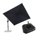 PURPLE LEAF Lateral Tilt Patio Umbrella with Base, 360° Swivel Cantilever Umbrella with Stand