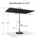 PURPLE LEAF Crank and Tilt Rectangular Outdoor Patio Market Umbrella with Base