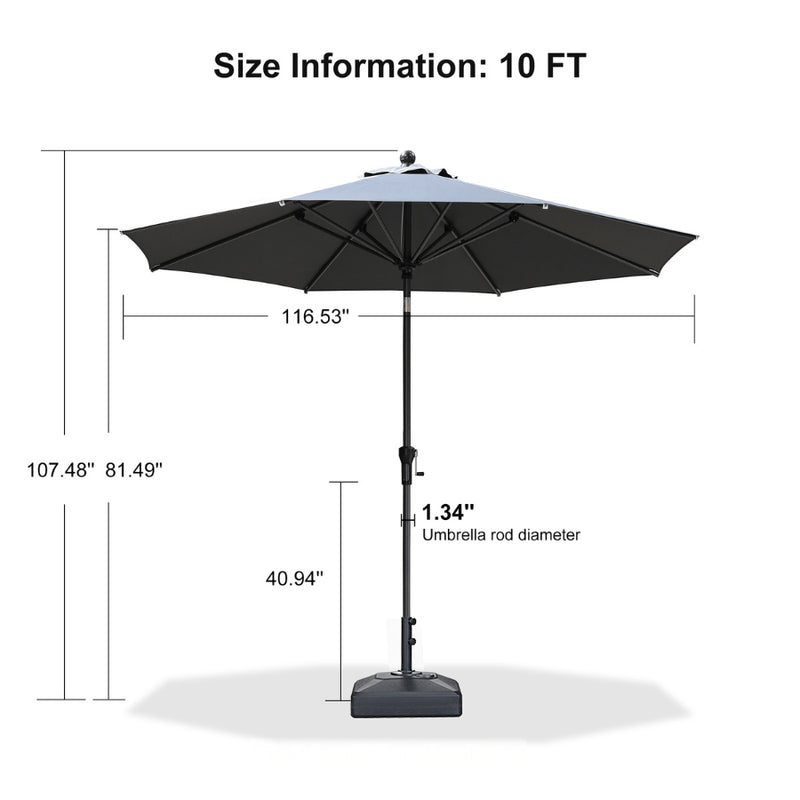 PURPLE LEAF Crank and Tilt Rectangular Outdoor Patio Market Umbrella with Base