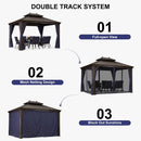 OPEN BOX I PURPLE LEAF Outdoor Hardtop Gazebo for Garden Bronze Double Roof Aluminum Frame Pavilion