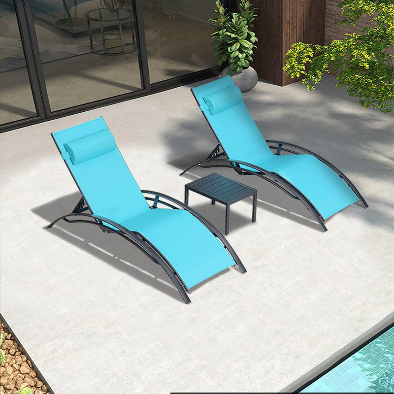 OPEN BOX I PURPLE LEAF Patio Chaise Lounge Set Outdoor Beach Pool Sunbathing Lawn Lounger Recliner Chair Outside Chairs with Side Table Included