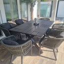 PURPLE LEAF Patio Dining Sets with Aluminum Frame Table & Handwoven Wicker Chairs Grey