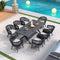 PURPLE LEAF Outdoor Dining Table Set All-Weather Aluminum with Wood Grain Table and Rope Woven Chairs Includes Backyard Patio Cushions