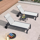 PURPLE LEAF Lounge Chair Set for Outside Aluminum Patio Recliner with Side Table and Pillow Beach Sunbathing Tanning Chairs Pool Chaise Lounger Outdoor