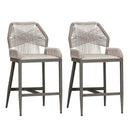 PURPLE LEAF Bar Stools Set of 2 Modern Rattan Bar Stools Counter Stools with Cushions for Outdoor Kitchen Island Stools