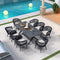 PURPLE LEAF Outdoor Dining Table Set All-Weather Aluminum with Wood Grain Table and Rope Woven Chairs Includes Backyard Patio Cushions