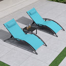 OPEN BOX I PURPLE LEAF Patio Chaise Lounge Set Outdoor Beach Pool Sunbathing Lawn Lounger Recliner Chair Outside Chairs with Side Table Included