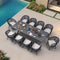 PURPLE LEAF Outdoor Dining Table Set All-Weather Aluminum with Wood Grain Table and Rope Woven Chairs Includes Backyard Patio Cushions