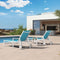 PURPLE LEAF Outdoor Chaise Lounge Chairs Set of 2 White Aluminum Lounge Chair Five-Position Adjustable Chaise with Wheels and Table for Pool Deck Patio
