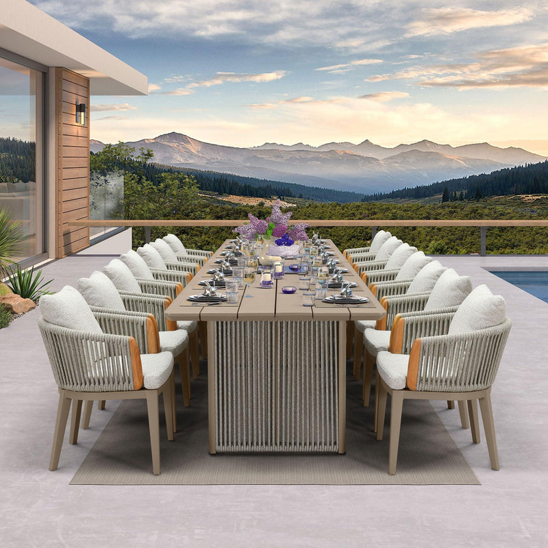 PURPLE LEAF Outdoor Dining Set for Family, Aluminum Outdoor Patio Table and Chairs Set with Olefin Cushions, Patio Furniture Set for Garden or Deck, Beige