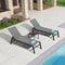 PURPLE LEAF 2 Pieces Extended Edition Patio Outdoor Chaise Lounge with Wheels for Patio Pool Lawn Sunbathing Chair