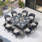 PURPLE LEAF Outdoor Dining Set All Weather Wicker Patio Dining Set with Rectangular Aluminum Table and Modern Armrest Dining Chairs for Garden Deck Backyard Kitchen