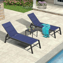 PURPLE LEAF 2 Pieces Extended Edition Patio Outdoor Chaise Lounge with Wheels for Patio Pool Lawn Sunbathing Chair