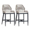 PURPLE LEAF Bar Stools Set of 2 Modern Rattan Bar Stools Counter Stools with Cushions for Outdoor Kitchen Island Stools