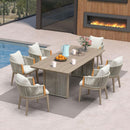 PURPLE LEAF Outdoor Dining Set for Family, Aluminum Outdoor Patio Table and Chairs Set with Olefin Cushions, Patio Furniture Set for Garden or Deck, Beige