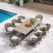 PURPLE LEAF Outdoor Dining Set All Weather Wicker Patio Dining Set with Rectangular Aluminum Table and Modern Armrest Dining Chairs for Garden Deck Backyard Kitchen