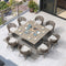 PURPLE LEAF Outdoor Dining Set All Weather Wicker Patio Dining Set with Rectangular Aluminum Table and Modern Armrest Dining Chairs for Garden Deck Backyard Kitchen