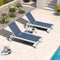 PURPLE LEAF Outdoor Chaise Lounge Chairs Set of 2 White Aluminum Lounge Chair Five-Position Adjustable Chaise with Wheels and Table for Pool Deck Patio