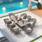 PURPLE LEAF Outdoor Dining Table Set All-Weather Aluminum with Wood Grain Table and Rope Woven Chairs Includes Backyard Patio Cushions