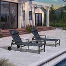 PURPLE LEAF Lounge Chair Set for Outside Aluminum Patio Recliner with Side Table and Pillow Beach Sunbathing Tanning Chairs Pool Chaise Lounger Outdoor