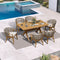 PURPLE LEAF Outdoor Dining Set All Weather Wicker Patio Dining Set with Rectangular Aluminum Table and Modern Armrest Dining Chairs for Garden Deck Backyard Kitchen