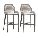 PURPLE LEAF Bar Stools Set of 2 Modern Rattan Bar Stools Counter Stools with Cushions for Outdoor Kitchen Island Stools