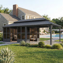 PURPLE LEAF Sunroom Hardtop Gazebo Solarium Grey Galvanized Steel Double Roof  All-Weather Aluminum Outdoor Screen House