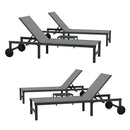PURPLE LEAF Outdoor Chaise Lounge Chairs Set Recliner Aluminum Adjustable Chair with Wheels and Table for Poolside Beach Patio Reclining Sunbathing Lounger