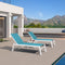 PURPLE LEAF Outdoor Chaise Lounge Chairs Set of 2 White Aluminum Lounge Chair Five-Position Adjustable Chaise with Wheels and Table for Pool Deck Patio