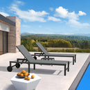 PURPLE LEAF Outdoor Chaise Lounge Chairs Set Recliner Aluminum Adjustable Chair with Wheels and Table for Poolside Beach Patio Reclining Sunbathing Lounger