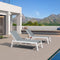 PURPLE LEAF Outdoor Chaise Lounge Chairs Set of 2 White Aluminum Lounge Chair Five-Position Adjustable Chaise with Wheels and Table for Pool Deck Patio