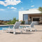 PURPLE LEAF Outdoor Chaise Lounge Chairs Set of 2 White Aluminum Lounge Chair Five-Position Adjustable Chaise with Wheels and Table for Pool Deck Patio