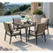 PURPLE LEAF Outdoor Dining Set with 1.57" Umbrella Hole and Thick Cushion Heavy-Duty Metal Patio Dining Furniture Set with Table and  Wicker Chairs for Lawn Garden Backyard Deck