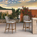 PURPLE LEAF Bar Stools Set of 2 Modern Rattan Bar Stools Counter Stools with Cushions for Outdoor Kitchen Island Stools