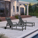 PURPLE LEAF Lounge Chair Set for Outside Aluminum Patio Recliner with Side Table and Pillow Beach Sunbathing Tanning Chairs Pool Chaise Lounger Outdoor