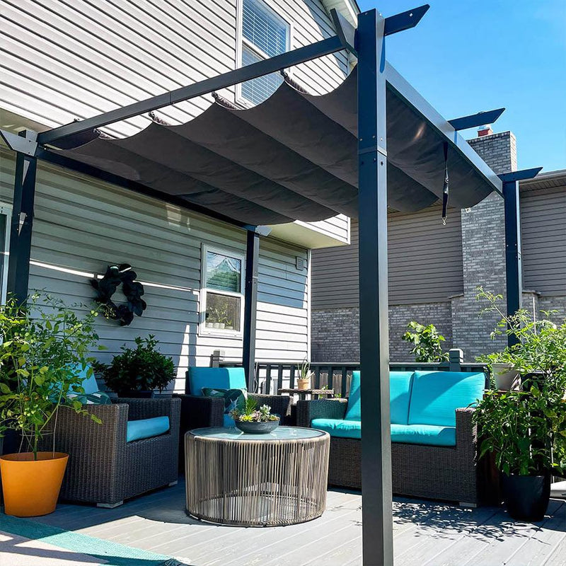 PURPLE LEAF Outdoor Retractable Pergola with Sun Shade Canopy Patio Aluminum Pergola for Garden - Purple Leaf Garden