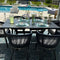 PURPLE LEAF Outdoor Dining Table Set All-Weather Aluminum with Wood Grain Table and Rope Woven Chairs Includes Backyard Patio Cushions