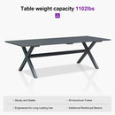 PURPLE LEAF Outdoor Dining Table Set All-Weather Aluminum with Wood Grain Table and Rope Woven Chairs Includes Backyard Patio Cushions