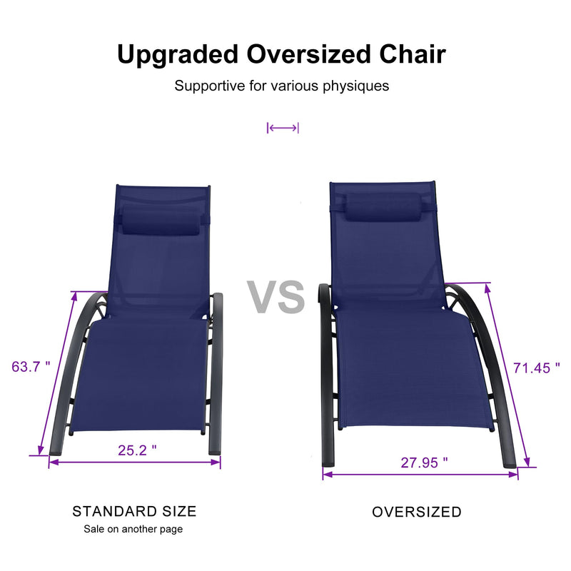 OPEN BOX I PURPLE LEAF Patio Chaise Lounge Set Outdoor Beach Pool Sunbathing Lawn Lounger Recliner Chair Outside Chairs with Side Table Included