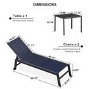 OPEN BOX I PURPLE LEAF Patio Chaise Lounge Textilene Pool with Wheels Sunbathing Chair for Outdoor, Beach, Yard, Side Table Included