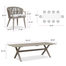 PURPLE LEAF Outdoor Dining Set All Weather Wicker Patio Dining Set with Rectangular Aluminum Table and Modern Armrest Dining Chairs for Garden Deck Backyard Kitchen